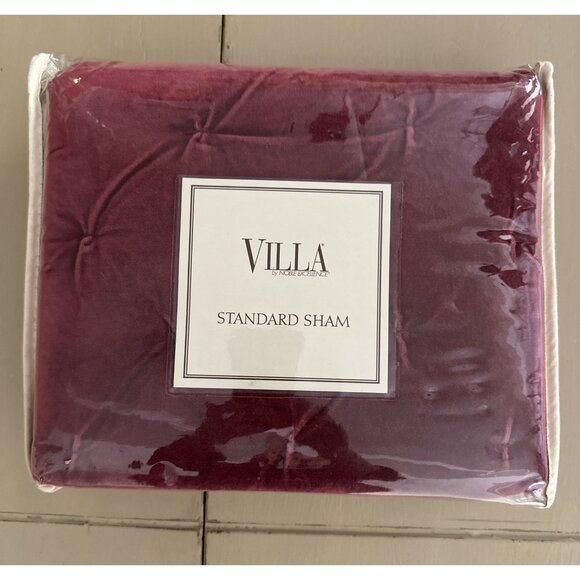 Villa by Noble Excellence SONNET  Velvet Standard Sham 20" x 26" Burgundy Wine - Picture 1 of 7